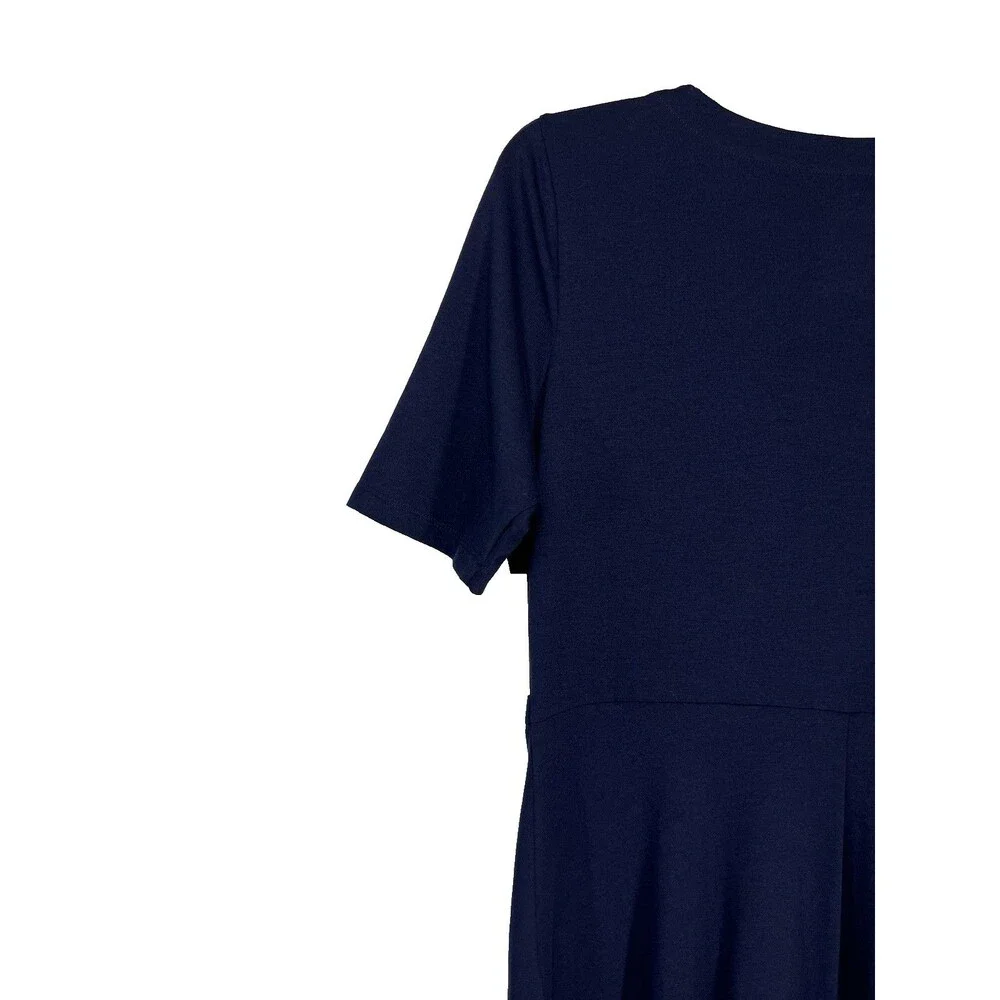 Croft & Barrow Dress Medium Navy Blue Short Sleeve Midi Stretch Casual Travel - Picture 9 of 9
